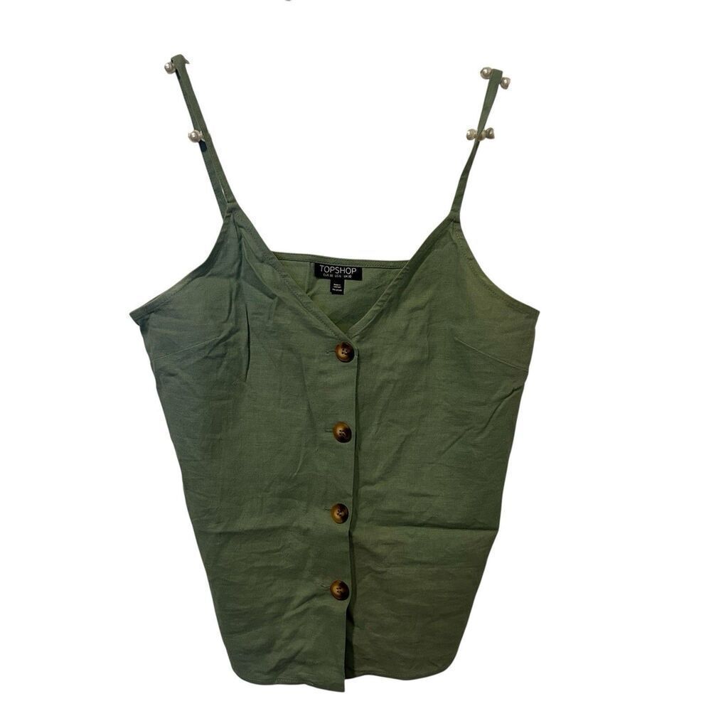 Topshop Crop Top Green Boho Hippie Summer Tank Shirt Solid Womens 6 Festival